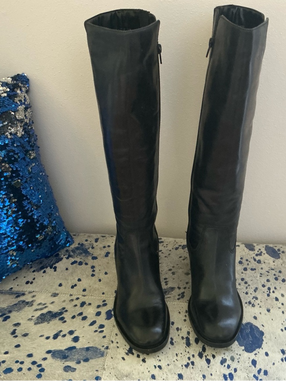 Clarks Black Leather Over-the-Knee Riding Boots
